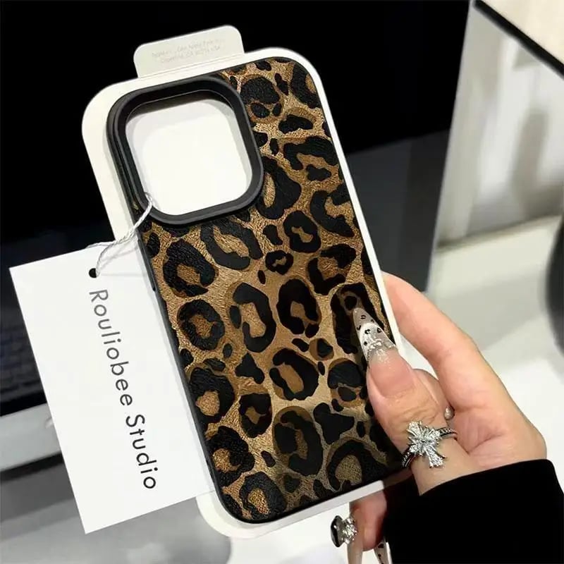 Silikonový kryt s leopardím potiskem pro iPhone 17 16 Pro Max 15 14 Plus 13 12 11 XR XS