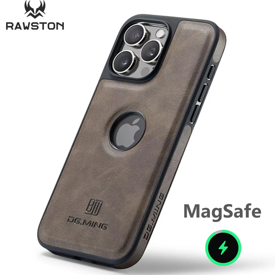 Magnetické kožené pouzdro na iPhone s bezdrátovým nabíjením - kompatibilní s iPhone 16, 15, 14, 13, 12, 11 Pro Max