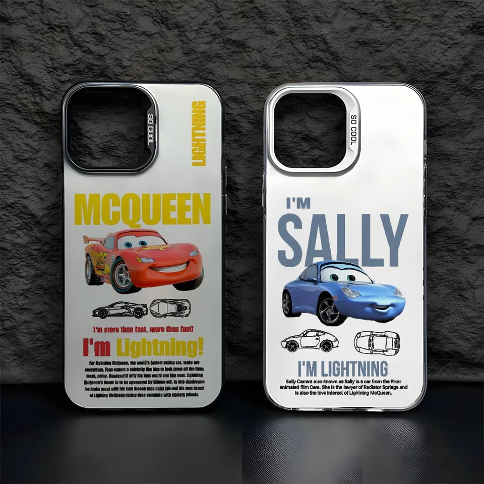 Pouzdro na telefon s postavičkou Auta pro iPhone 16 15 14 13 12 11 Pro Max matně černé metalické Aurora kryt