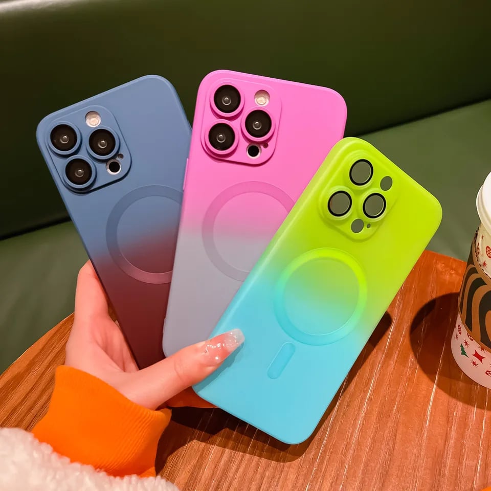 Silikonový kryt MagSafe Gradient pro iPhone 15 14 13 12 11 Pro Max, nárazuvzdorný, bezdrátový nabíjecí kryt