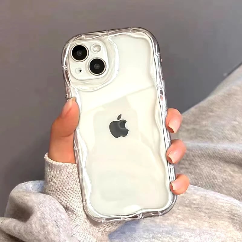 Průhledný silikonový kryt na telefon s vlnovým vzorem pro iPhone 16 15 14 13 12 11 Pro Max XR XS SE Soft