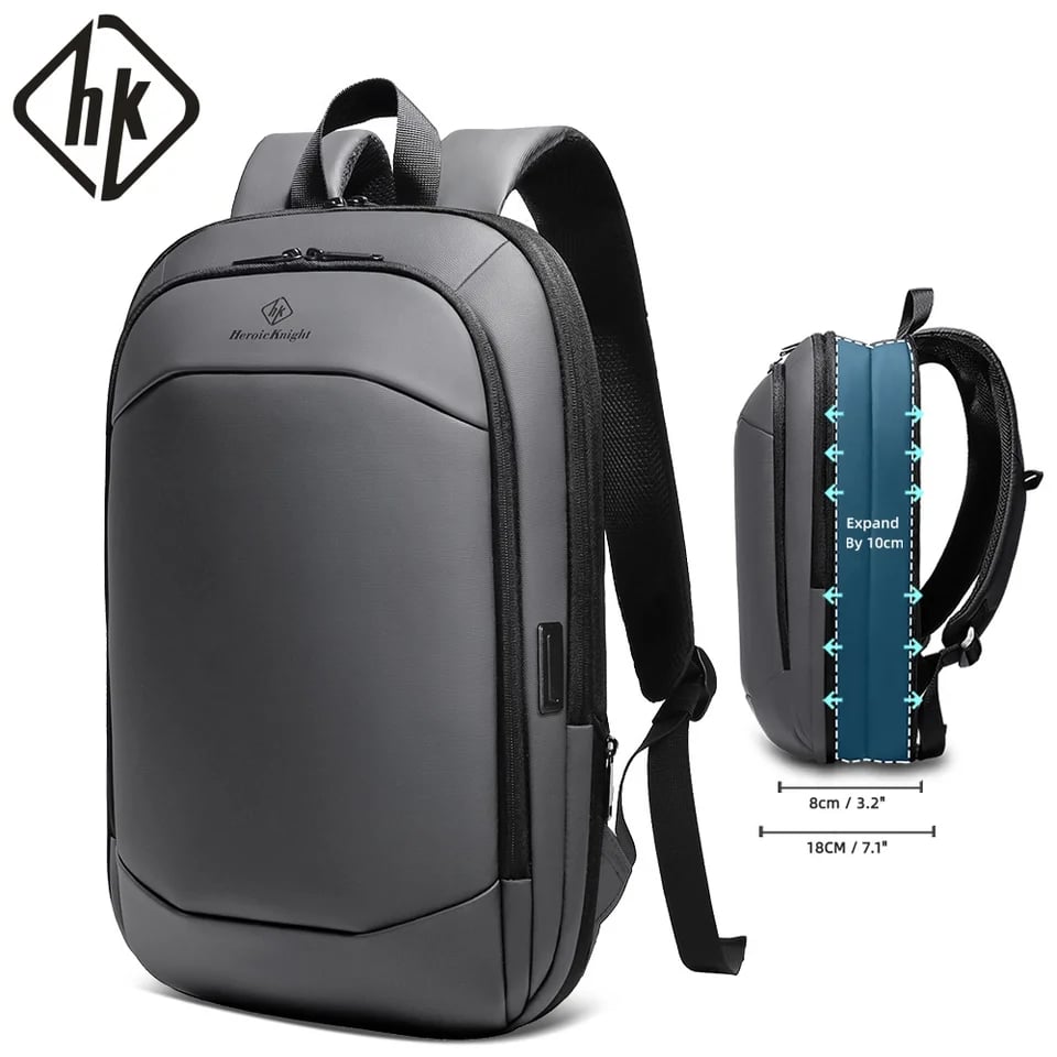 17palcový batoh na notebook pro muže s nabíjecím portem USB, vodotěsný cestovní pracovní počítačový batoh, tenký
