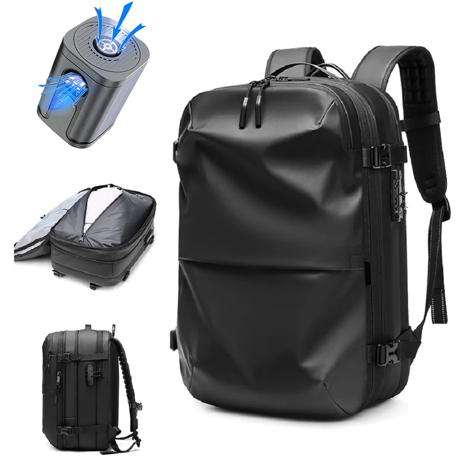 Velký cestovní batoh pro muže, 17palcový notebook, obchodní školní turistika s vakuovou kompresí