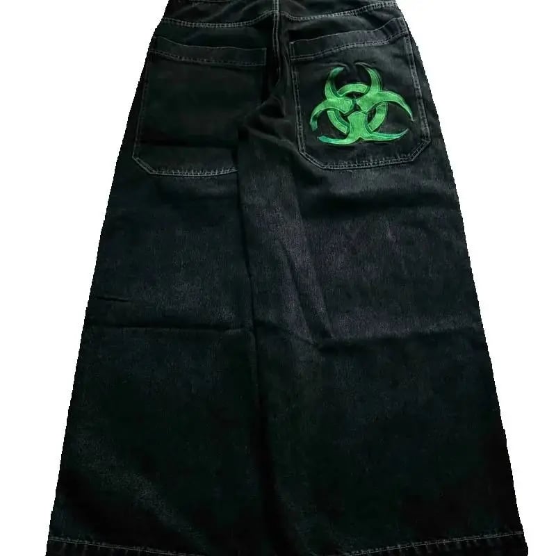 Vintage baggy džíny s vysokým pasem - streetwear kalhoty pro ženy a muže Y2K styl