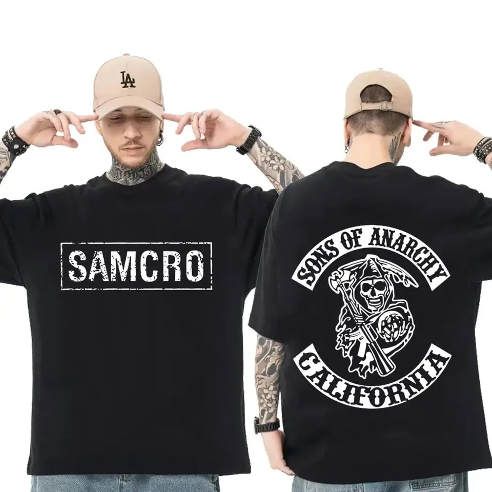 Pánské Dámské Tričko SAMCRO Print Bavlna Oversize Krátký Rukáv Hip Hop Rock Letní Top
