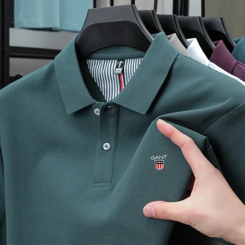 Pánské polo tričko s výšivkou letní bavlněné krátký rukáv casual elegantní top