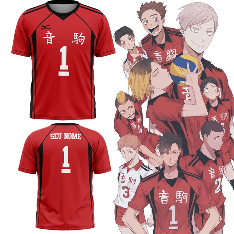Anime Haikyuu Nekoma dres Kuroo Tetsurou Kozume Kenma cosplay tričko oversized unisex