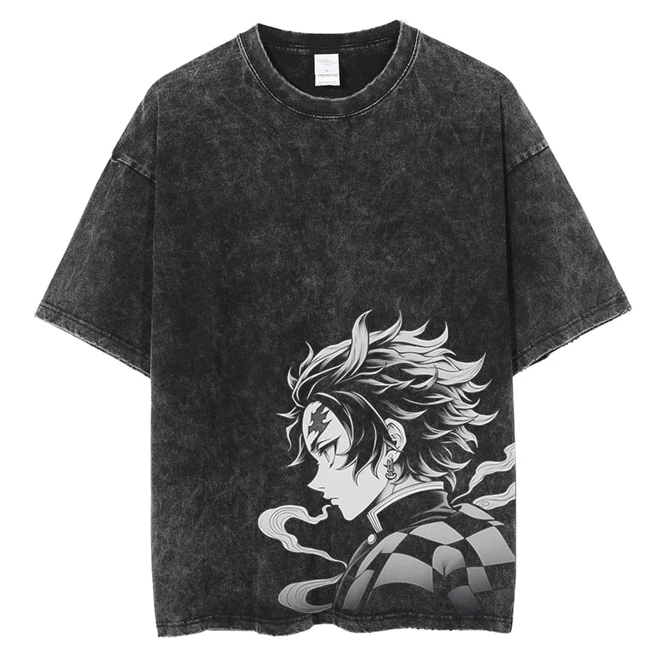Pánské anime tričko Demon Slayer bavlna vintage japonský manga potisk unisex tee