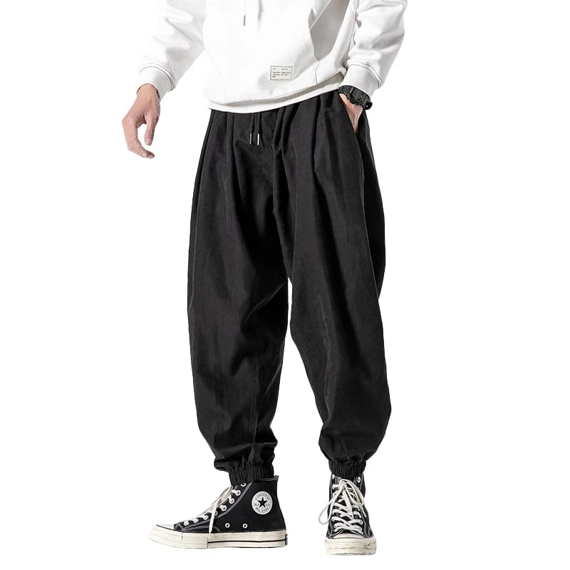 Pánské černé tepláky joggers streetwear kalhoty casual harem velkých velikostí M-5XL