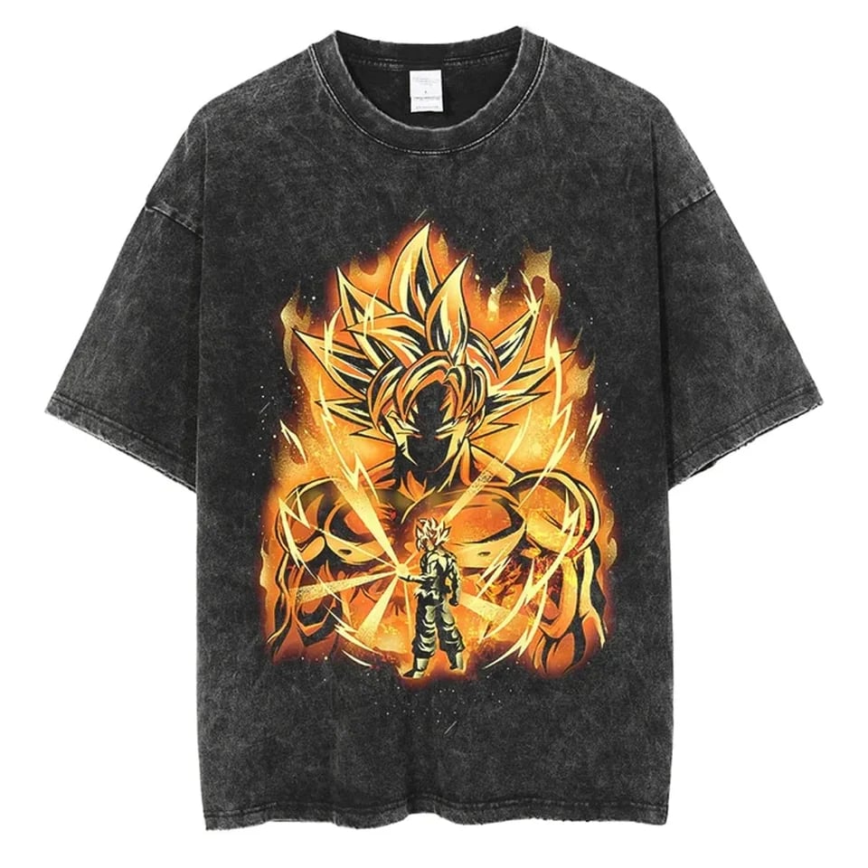 Pánské oversized tričko Dragon Ball japonský anime motiv bavlna černé hip hop styl 90 znaků