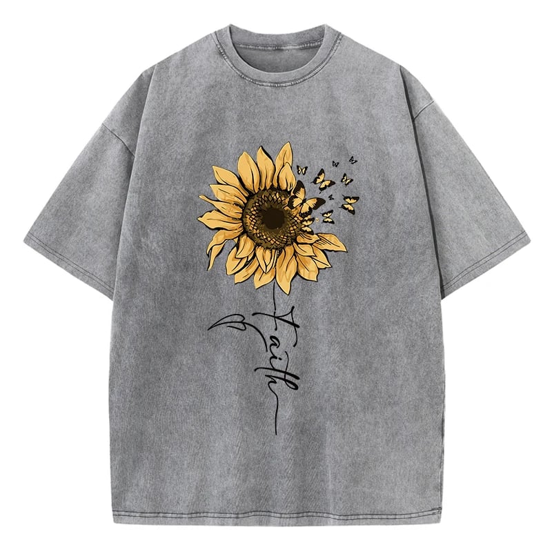 Dámské bavlněné tričko se slunečnicemi a motýly vintage černé oversized letní top