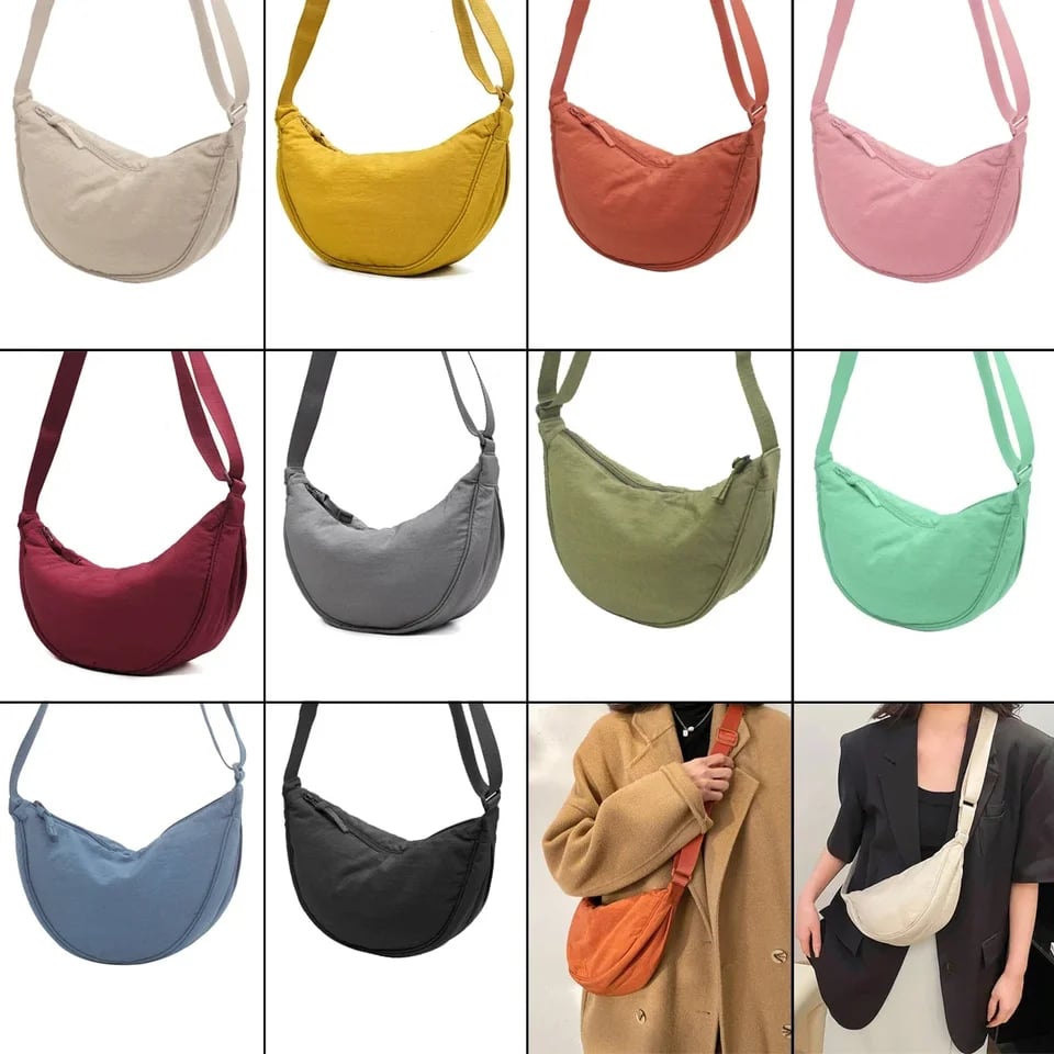 Dámská crossbody kabelka půlměsíc nylon velká kapacita cestovní taška přes rameno