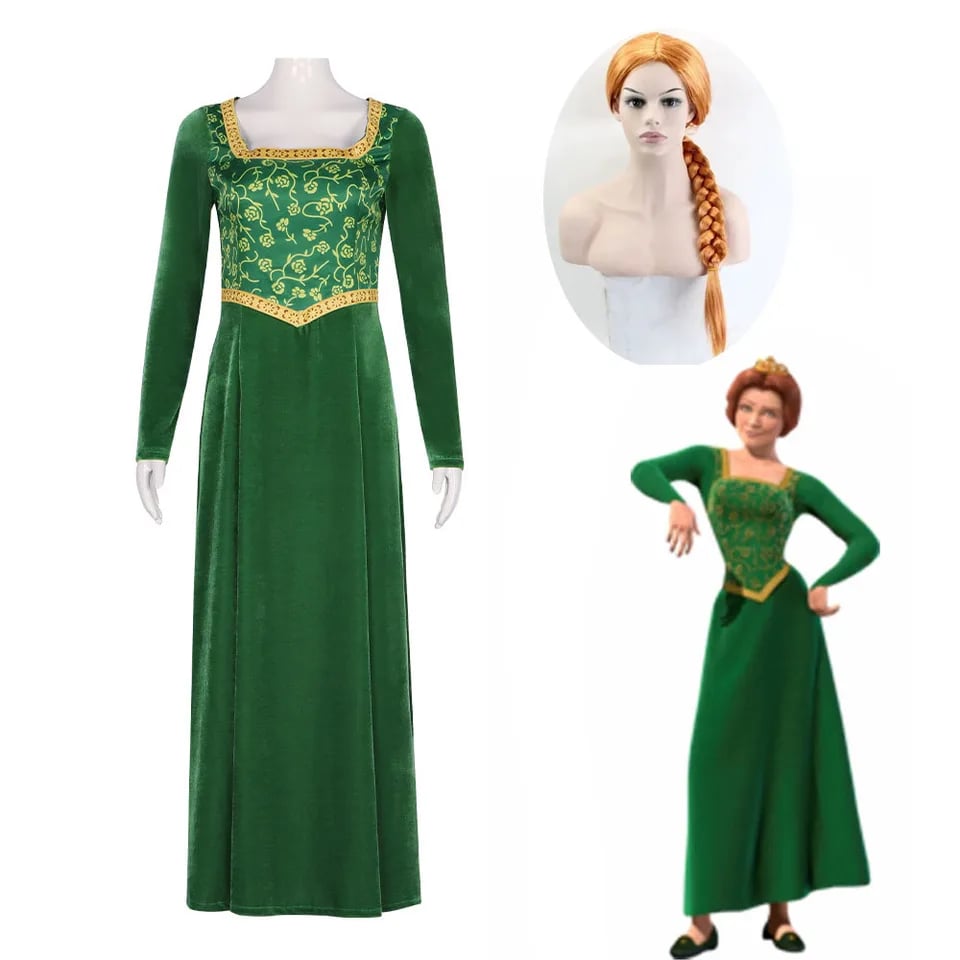 Zelené princeznovské šaty Fiona cosplay kostým Halloween fantasy party dospělé ženy