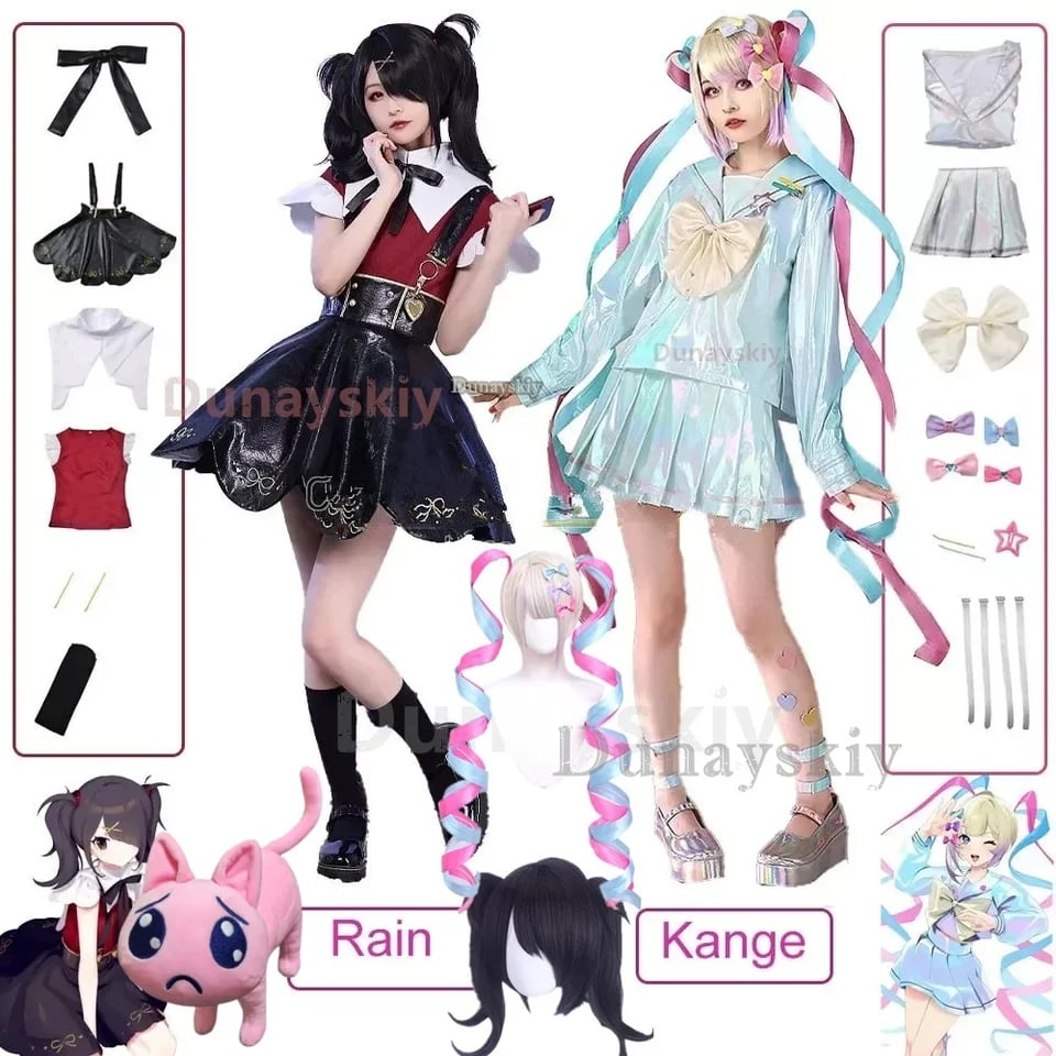 Kawaii cosplay kostým s růžovou parukou set lolita manga anime dívčí outfit oblečení