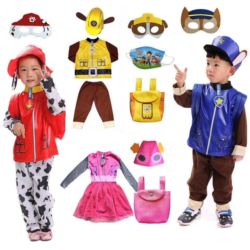 Dětský kostým psí hlídky - karnevalový uniforma pro děti s kalhotami a tričkem Halloween