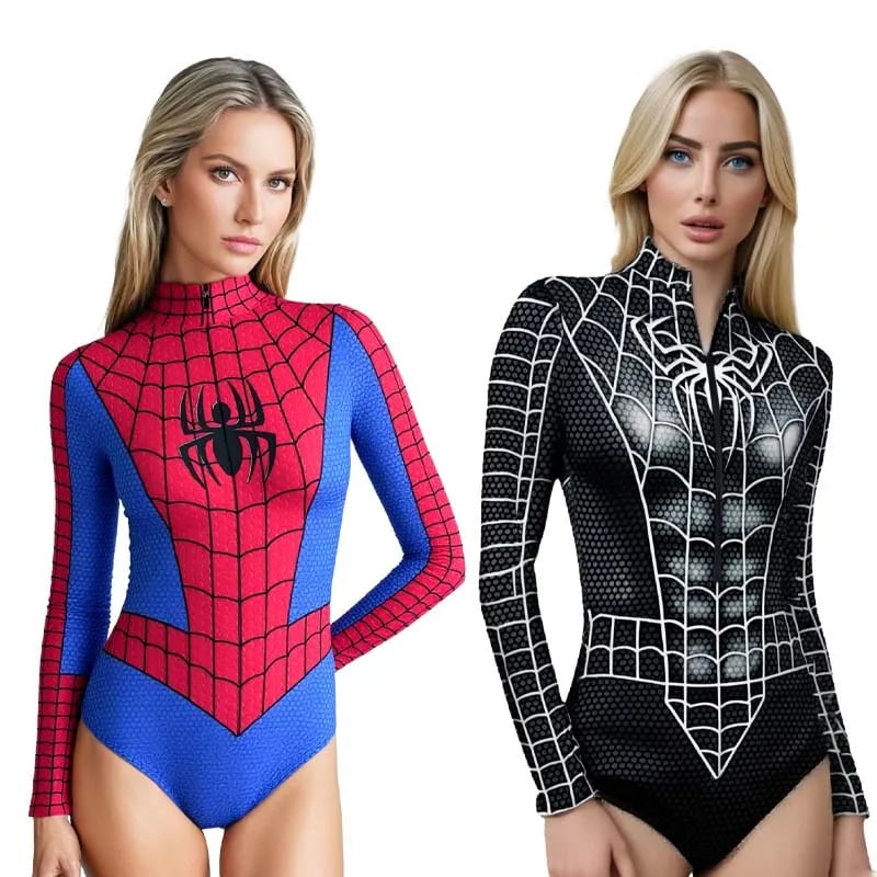 Dámský 3D superhrdina kostým s dlouhým rukávem - Halloween karnevalový overal pro dospělé