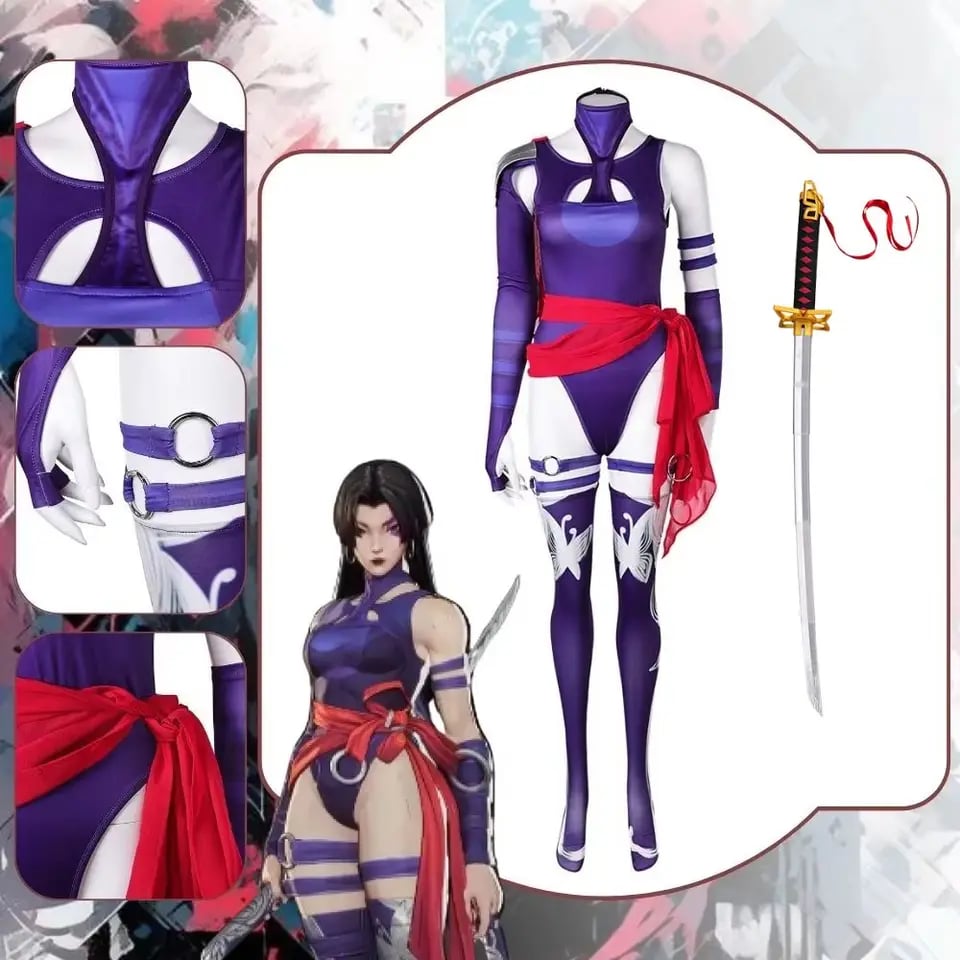 Dámský kostým Psylocke - černý overal pro cosplay, Halloween a karneval