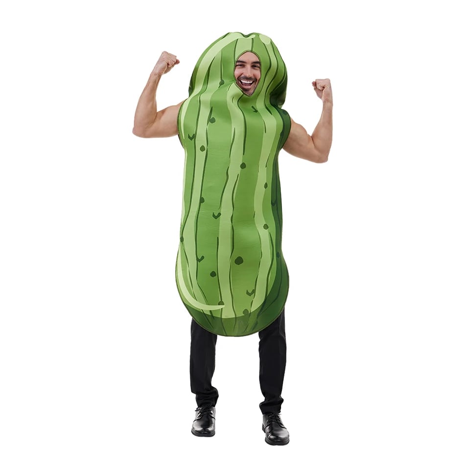 Vtipný zelený okurkový kostým pro muže Halloween karneval velikonoce převlek zelenina