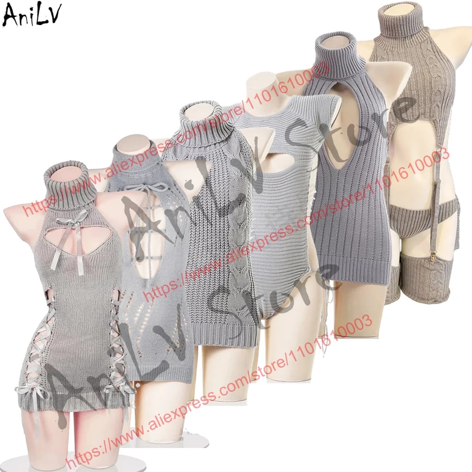 Teplý svetr rolák háčkované šaty bodysuit cosplay kostým anime dívka uniforma oblečení