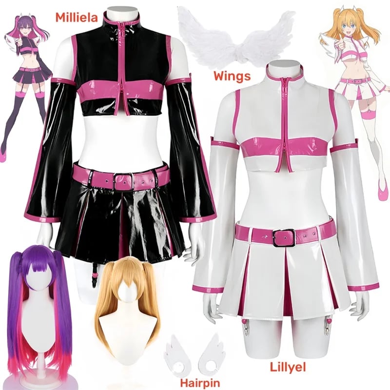 Anime Cosplay Kostým s Křídly a Parukou - Kompletní Sada pro Roleplay a Conventions