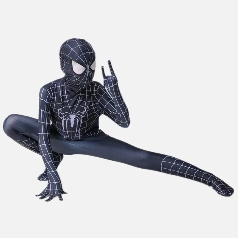 Dětský 3D černý pavoučí muž kostým maska luxusní oblek superhrdina Halloween dárek