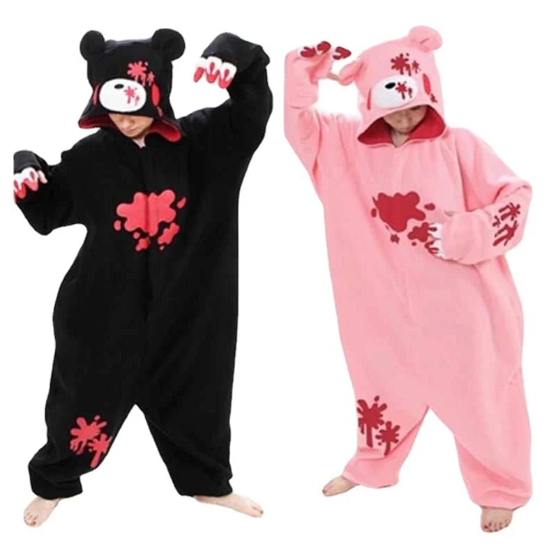 Fleecový kostým medvěd pro dospělé - teplé pyžamo onesie na cosplay a spaní