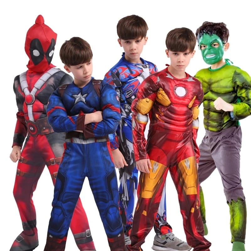Dětský svalnatý kostým superhrdiny na Halloween - jumpsuit pro kluky cosplay party