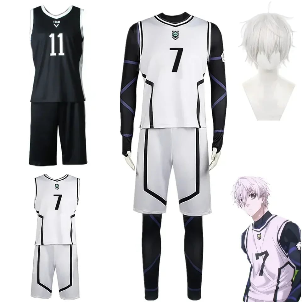 Cosplay kostým fotbalový dres bílý černý overal karnevalový Halloween anime