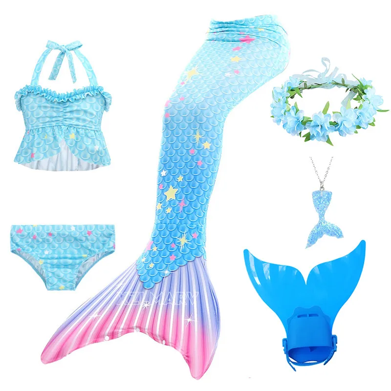 Mořská panna kostým s ploutví pro děti - plavecký ocas s monofinnou dívčí plavky