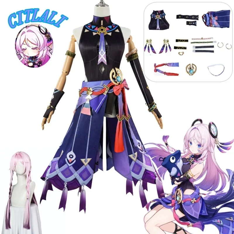 Citlali cosplay kostým s parukou dámský Halloween outfit Natlan postava kompletní set