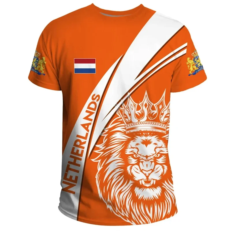 Fotbalový dres Nizozemsko 2024 pánský tričko 3D tisk oranžový sport jersey