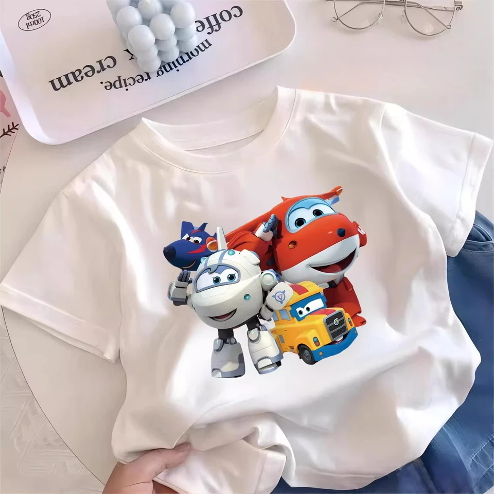 Dětské letní tričko s roztomilým potiskem animovaných letadel, bavlna 100%, modré