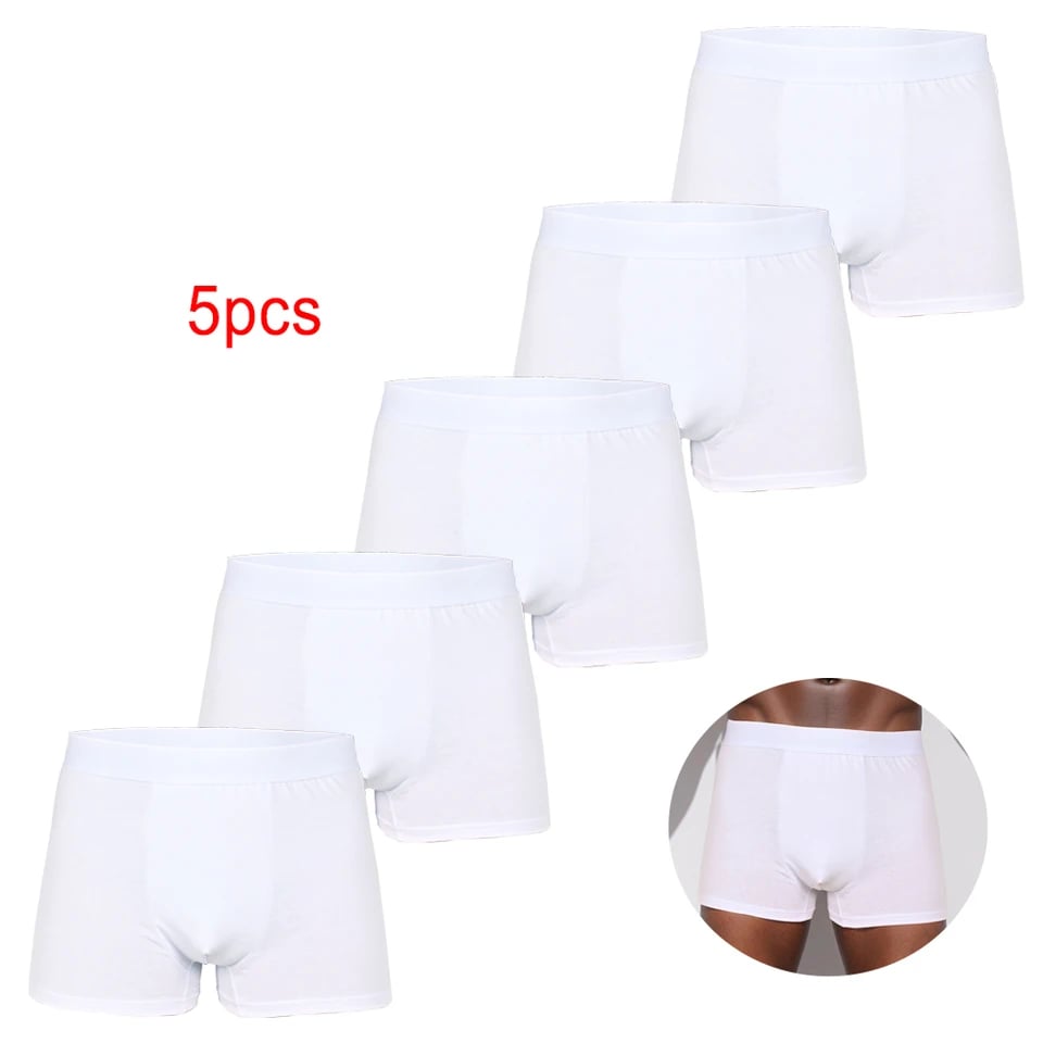 Pánské boxerky sada 5ks bílé prodyšné pohodlné elastické spodní prádlo M-XXL