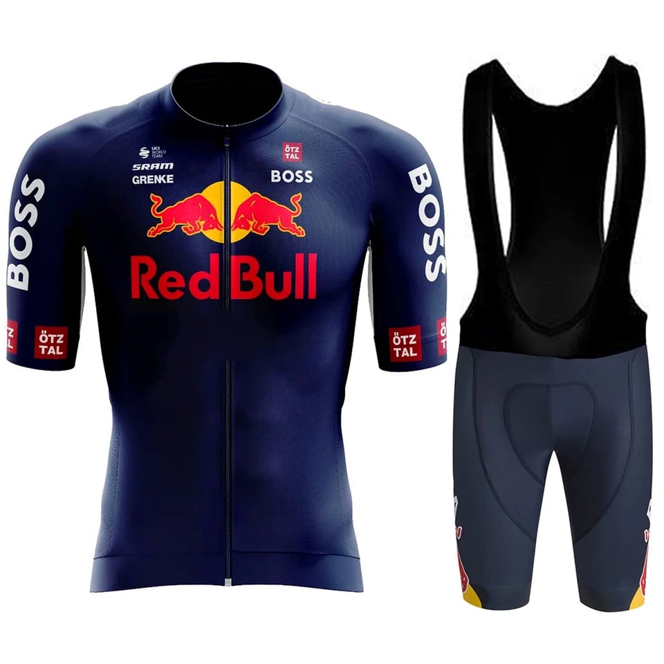 Pánský cyklistický dres set letní MTB volný střih prodyšný sportovní komplet červený