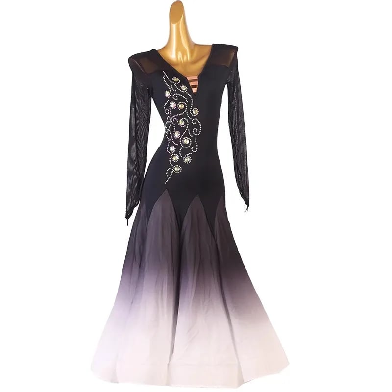 Elegantní dámské taneční šaty pro společenský tanec a soutěže - módní model pro waltz a lyrický tanec