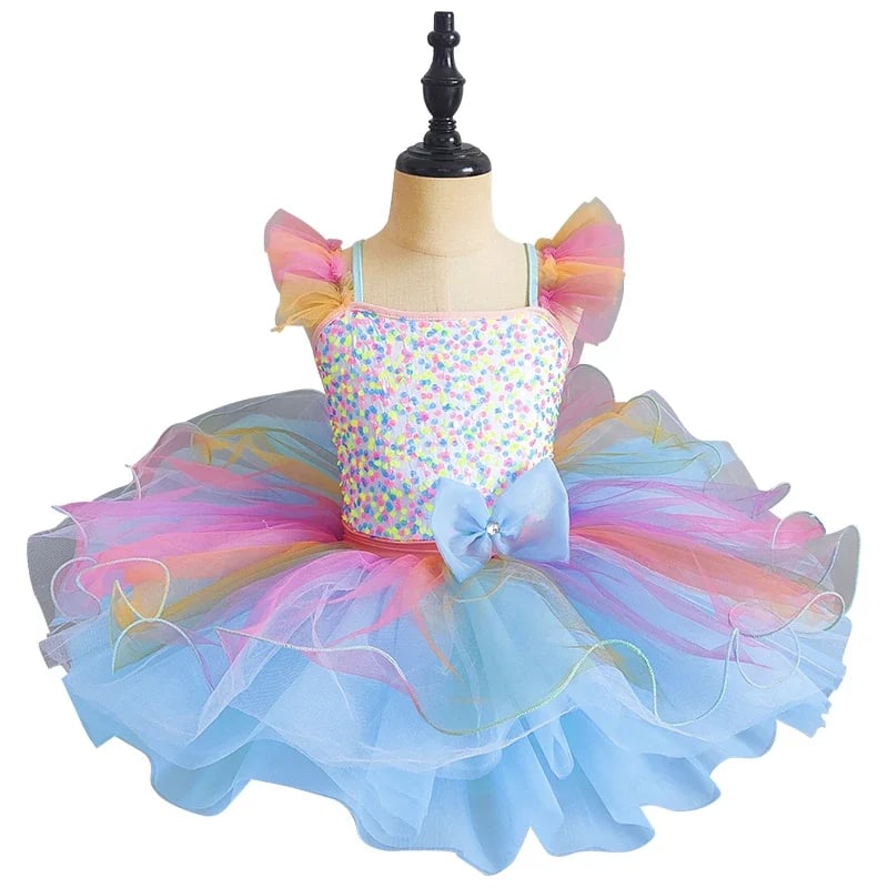 Dětské baletní šaty duhové gymnastické taneční tutu pro děti do 12 let