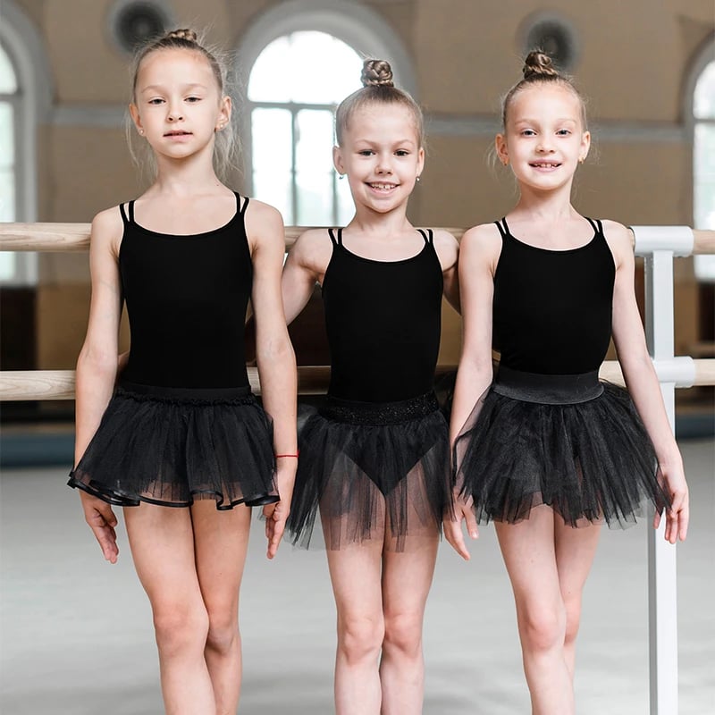 Dívčí baletní dres s křížovým výstřihem a síťovanými zády - sportovní taneční oblečení
