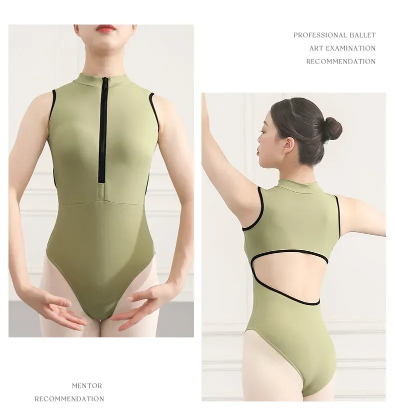 Dámský baletní leotard - taneční body s průstřihem v pase, sportovní oblečení pro balet a gymnastiku