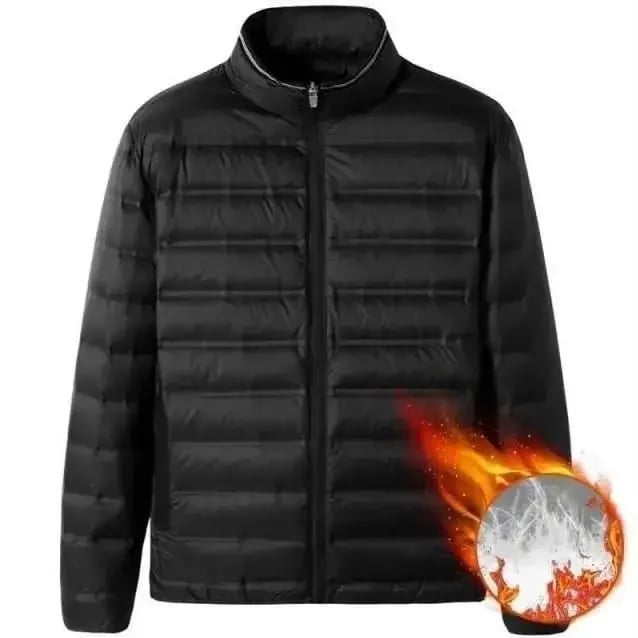 Pánský lehký prošívaný kabát slim fit - zimní péřová bunda v elegantním designu