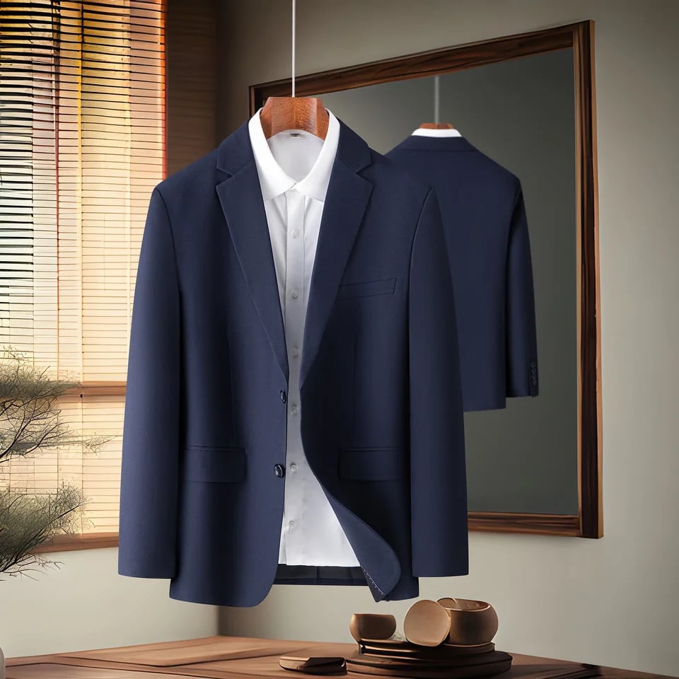 Pánský společenský oblek slim fit - elegantní jednobarevný kabát pro formální i volnočasové aktivity