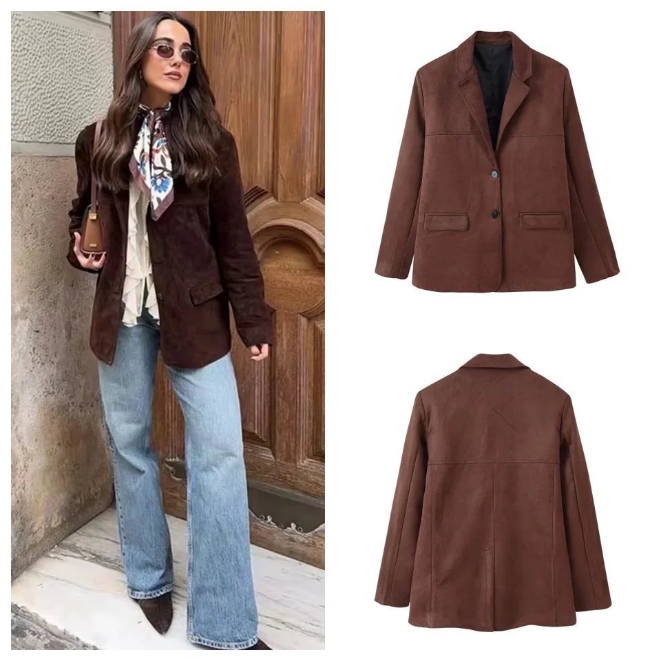 Dámská semišová bunda módní elegantní střih volnočasový styl 2025 trendy vrstva