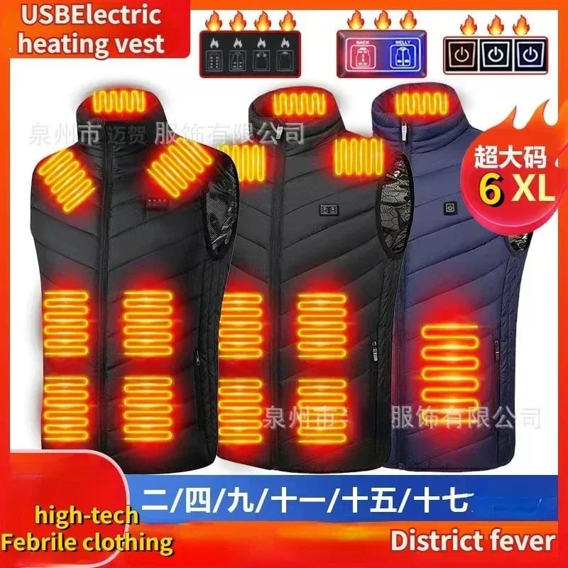 Vyhřívaná vesta unisex s USB nabíjením - tepelná bunda do chladného počasí 6XL