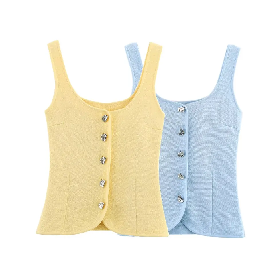 Pletená vesta dámská módní černá elegantní volnočasový styl čtvercový výstřih podzim/zima