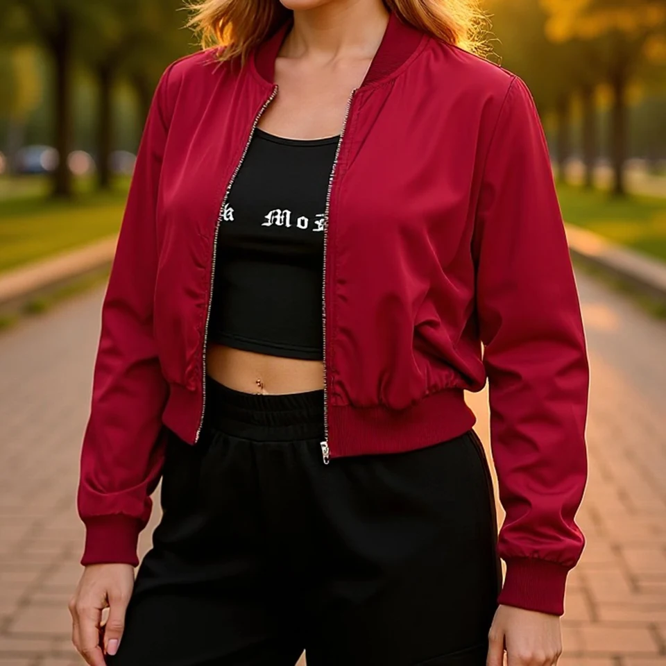 Dámská lehká bomber bunda v módním střihu - podzimní prošívanáunda se zipem a límcem