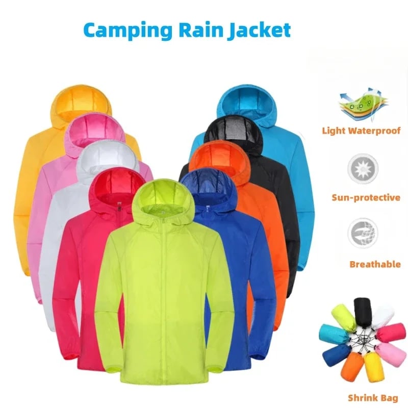 Lehká voděodolná unisex bunda s kapucí - prodyšná UV ochrana, ideální na outdoor aktivity