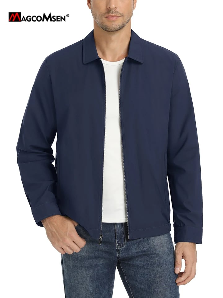 Pánská lehká sportovní bunda do přírody s elastickým zipem - prodyšná outdoorová mikina na túry a cestování