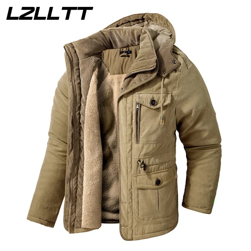 Pánská zimní bunda s kožešinou - teplá, zateplená, outdoorová, prošívaná péřová bunda XL-5XL
