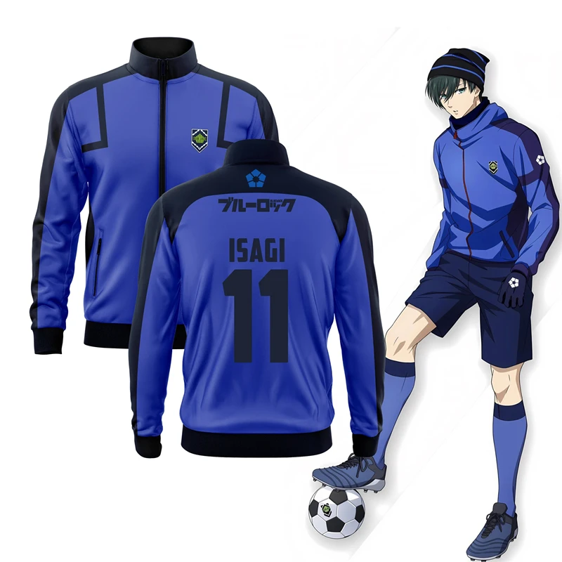 Sportovní bunda pro děti Blue Lock - Fotbalový dres anime styl, modré provedení, dětské oblečení