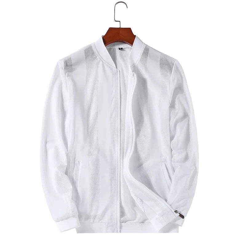 Pánská letní lehká mikina na zip s kapucí a kapsami - sportovní outdoorové oblečení