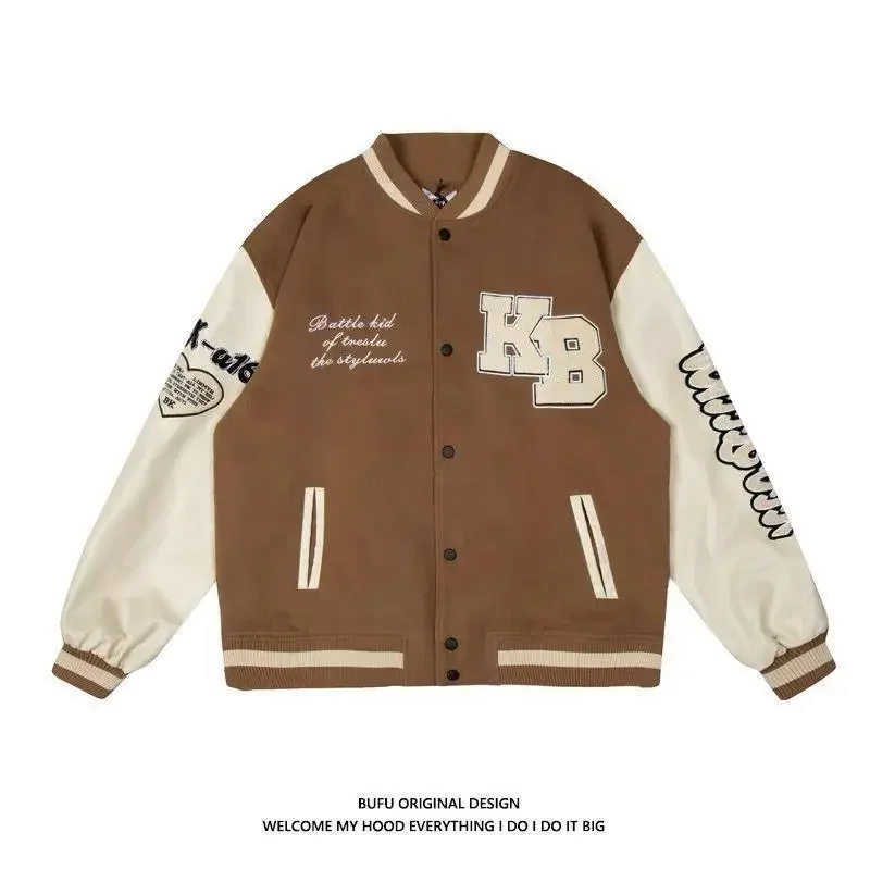 Módní pánská baseballová bunda s výšivkou - Street Style kabát pro muže a ženy